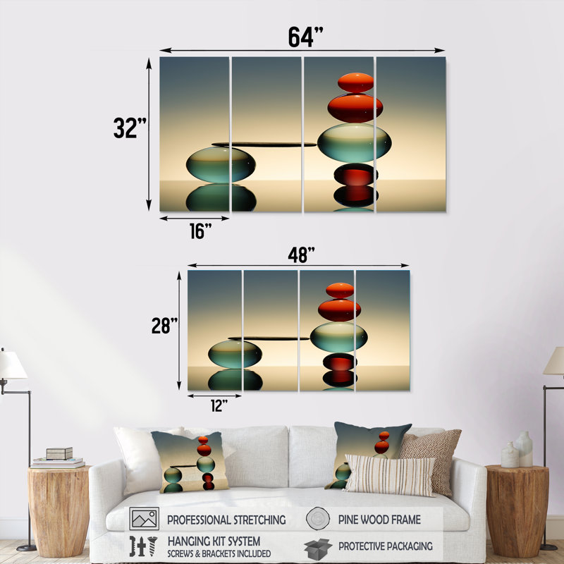 Ensemble minimaliste d'art mural en pierre turquoise, H 32 po x l 64 po