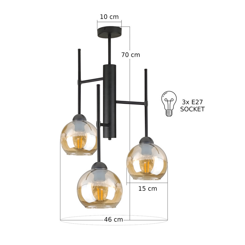 Rocket 3-light Flush Mount, Brown