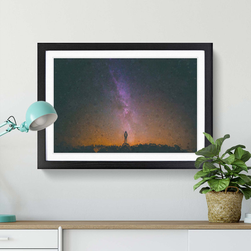 Milky Way Dreams - Picture Frame Graphic Art Print, 27cm H x 36cm W x 2cm D, Black Framed