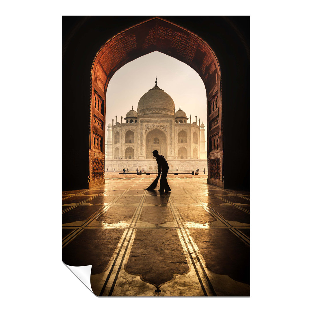 Panther Print Fine Art Prints Sunrise In Taj Mahal & Man's Silhouette Artistic Unframed Poster, Pictures For Home Walls, Bedroom, Living Room & Bathro