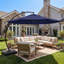Parasol de terrasse déporté en aluminium de 11 pieds (11 pi) avec base-646352762