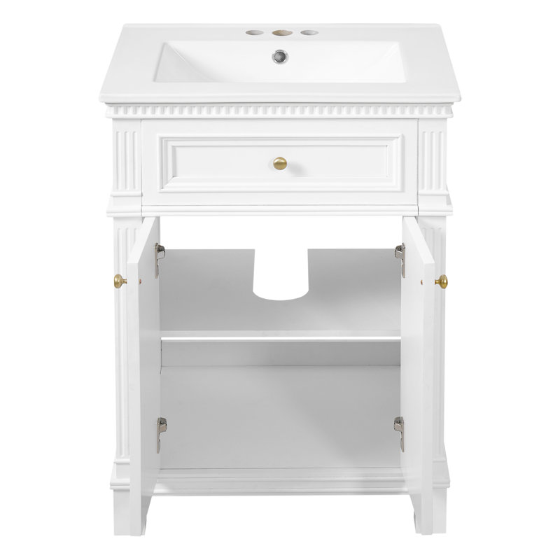 Meuble-lavabo avec lavabo et rangement, 24 po