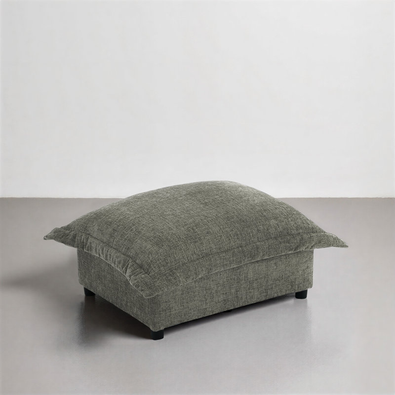 37.37cm Wide Rectangle Solid Colour Footstool Ottoman, Grey