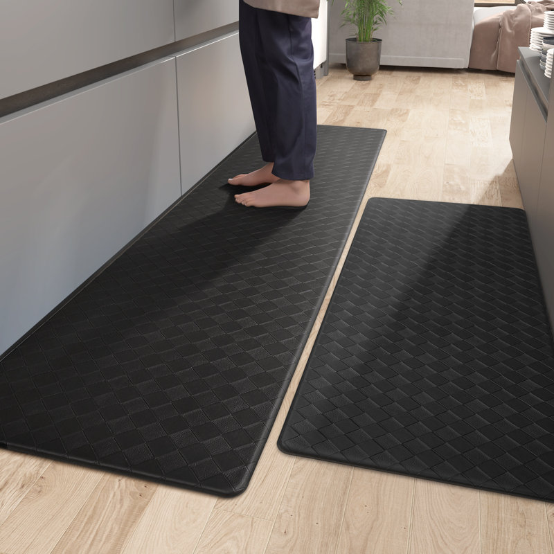 Tapis de cuisine antidérapant et antidérapant Devarian (ensemble de 2), Noir