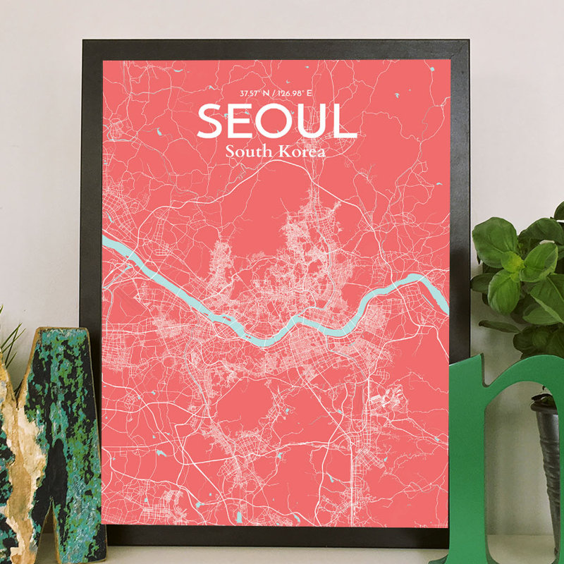 Seoul City Map - No Frame Print, 43.2cm H x 27.9cm W x 0.1cm D