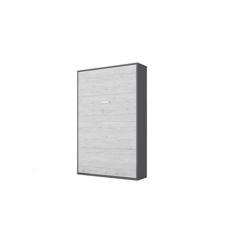Lit mural inventaire vertical, taille simple européenne, Gris / blanc Monaco, Simple