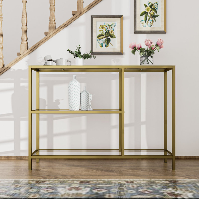 Azuolas 40"W × 29"H Console Table, Gold