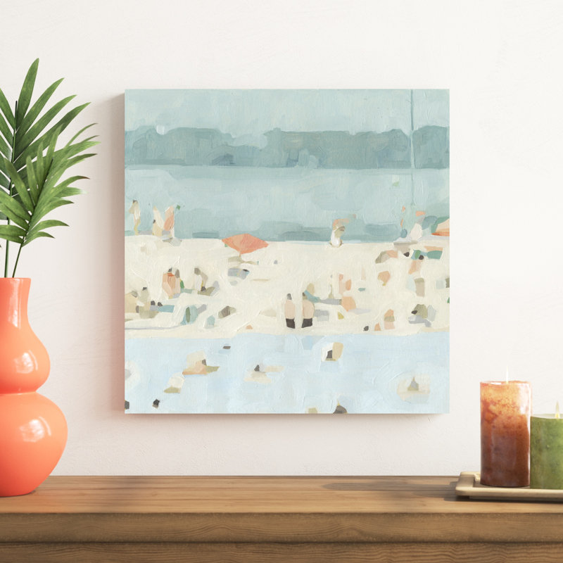 "Sea Glass Sandbar II" by Emma Scarvey Coastal Abstract Graphic Art , 20" H x 20" W, Frameless Print, No Frame