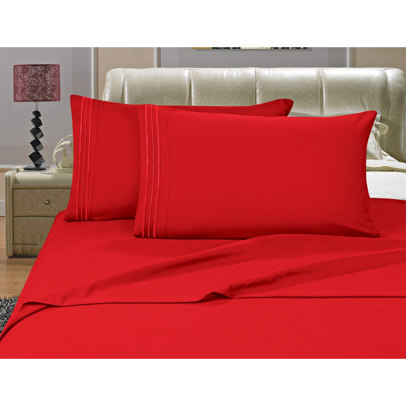  1500 Thread Count Microfiber Sheet Set, California King, Red