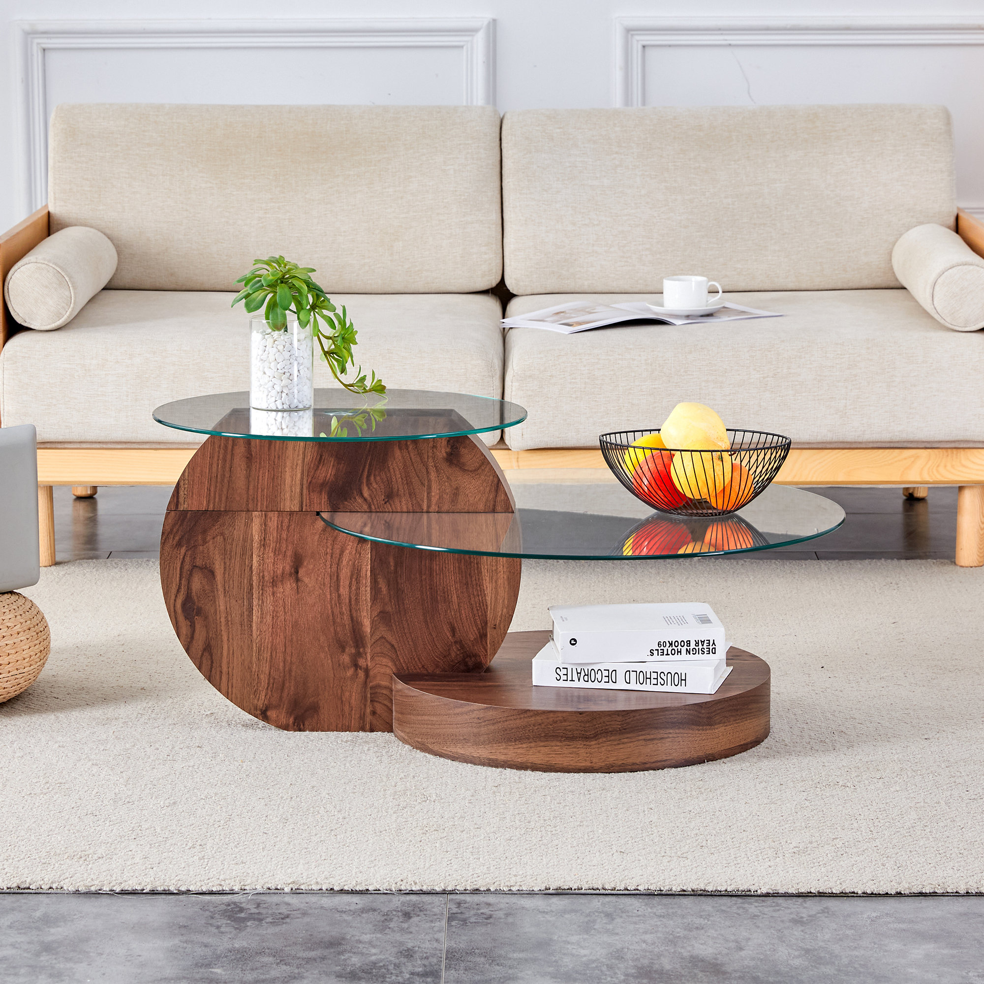 Wrought Studio™ Luxurious Round Nesting Coffee Table with Storage ...