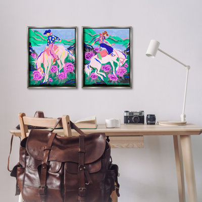  Ensemble de 2 toiles flottantes encadrées "Vivid Eleving Cowboys" par Melissa Wang