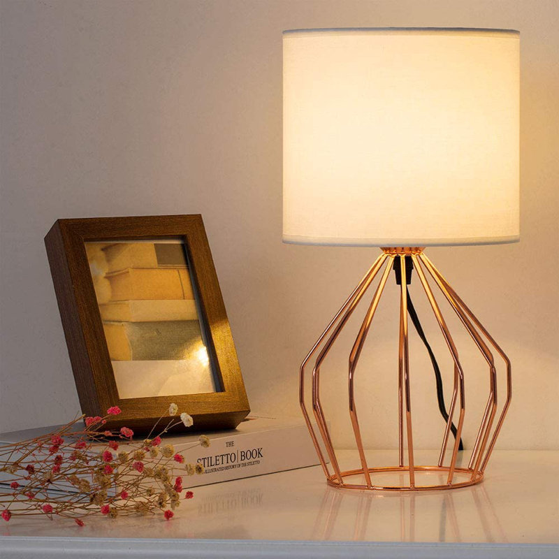 Lampe de table 13,8 po Hakun, Or rose, Blanc