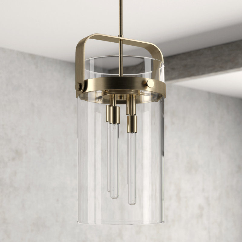 Fenecia 4-Light Dimmable Cylinder Pendant, Brushed Satin Nickel