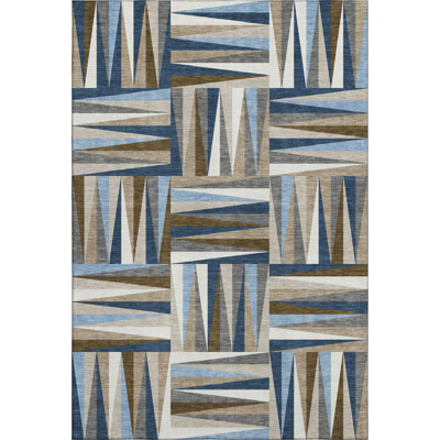 Premium Machine Washable Collett AMF1012 Squares Rug