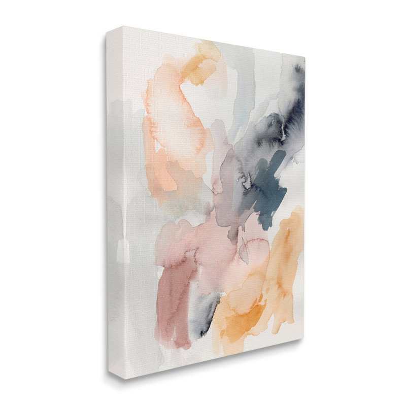 Aquarelle pastiche abstraite par Victoria Barnes - peinture sur toile tendue, H 30 po x l 24 po x P 1,5 po