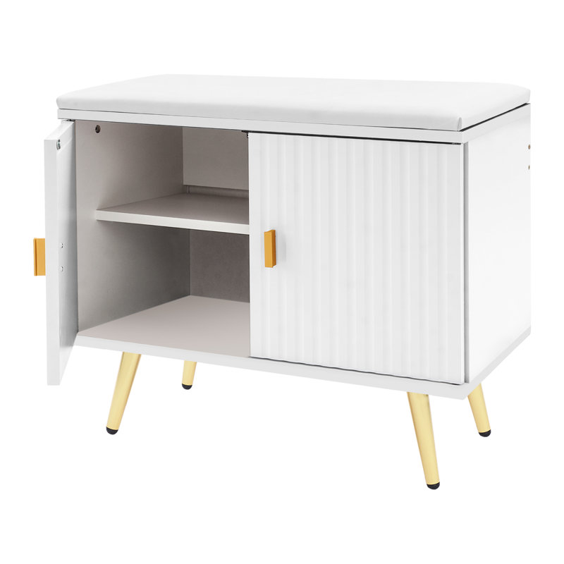 Banc à langer avec rangement pour chaussures et rangement pour chaussures, Doré