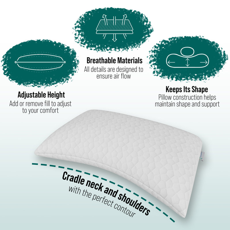 Ottomanson Queen Memory Foam Pillow with Microfiber Cover