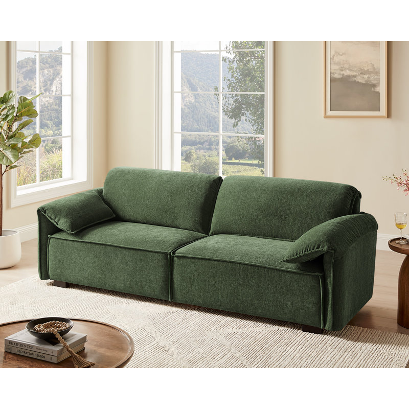 Coniglio 95'' Upholstered Sofa, Green 100% Polyester