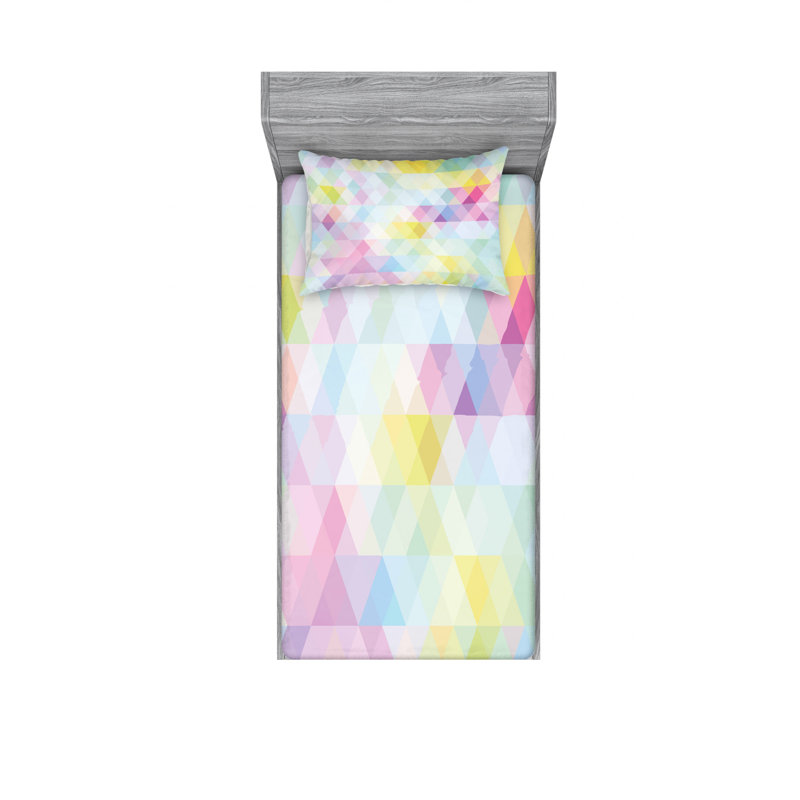 Microfiber Geometric Sheet Set, Twin XL Sheet Set with Fitted Sheet