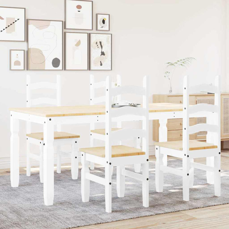 Gavrilla 4 - Person Wood Patio Dining Set with, 75cm H x 180cm L x 90cm W, White