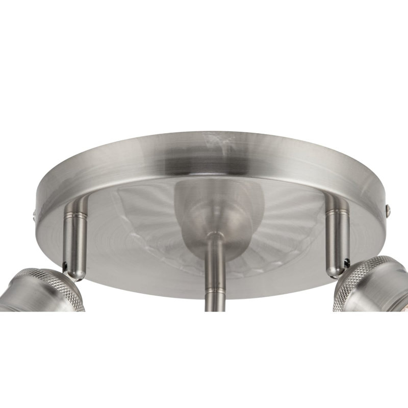Milan Bathroom 3 Light Modern Round Plate Ribbed Glass Spotlight - IP44, 3xE27. Max. 15W LED (Bulb not included)