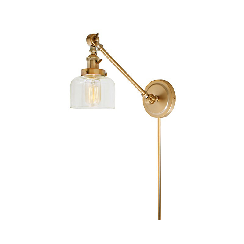 Martucci Plug-in Swing Arm Sconce, Rubbed Brass