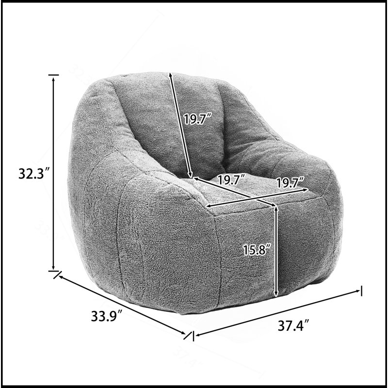 Bean Bag Chair with Filler, Bean Bag Sofa with Tufted Soft Stuffed Filling, Fluffy and Lazy Sofa, Comfy Cozy BeanBag Chairs with Memory Foam for Dorm, Apartment, Living Room