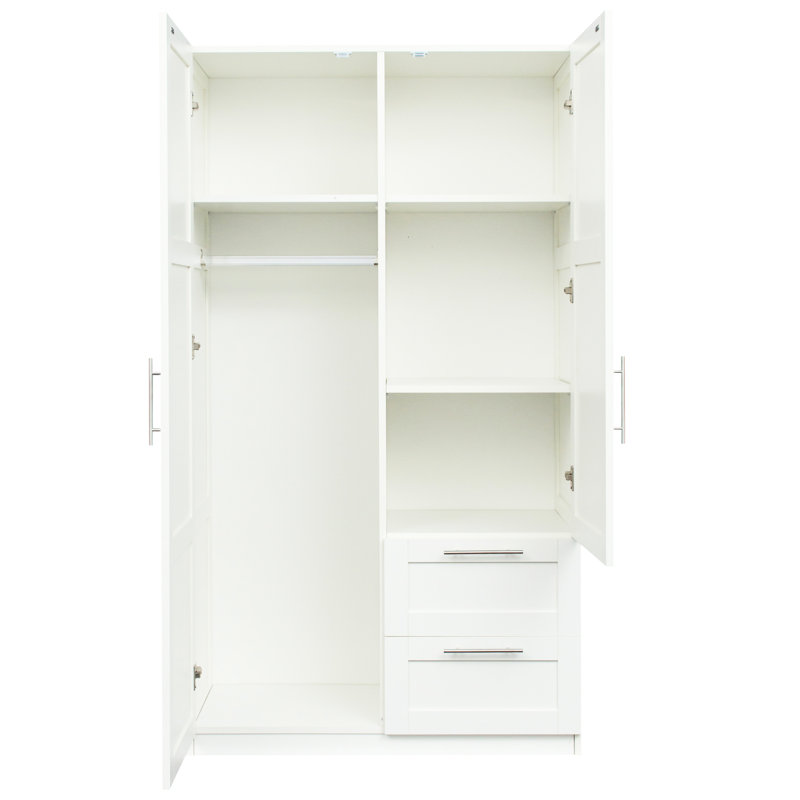 Armoire haute et armoire de cuisine, blanc - 2 portes, tiroirs, 5 espaces de rangement, panneau de particules de 15 mm, dossier de 3 m, armoire facile à nettoyer