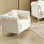 Canapé Chesterfield en velours avec coussins ronds, clous en cuivre et boutons capitonnés avec pieds en métal-130019170