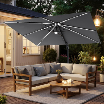 128' Rectangle Solar LED Light Strip Cantilever Patio Umbrella