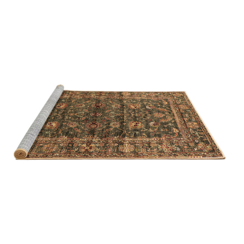 Tapis brun lavable à la machine Manbir, Rond 4 pi