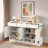 Farmhouse Sideboard With 3 Drawers, 4 Doors, Adjustable Shelf And Open Storage Compartments-986748921