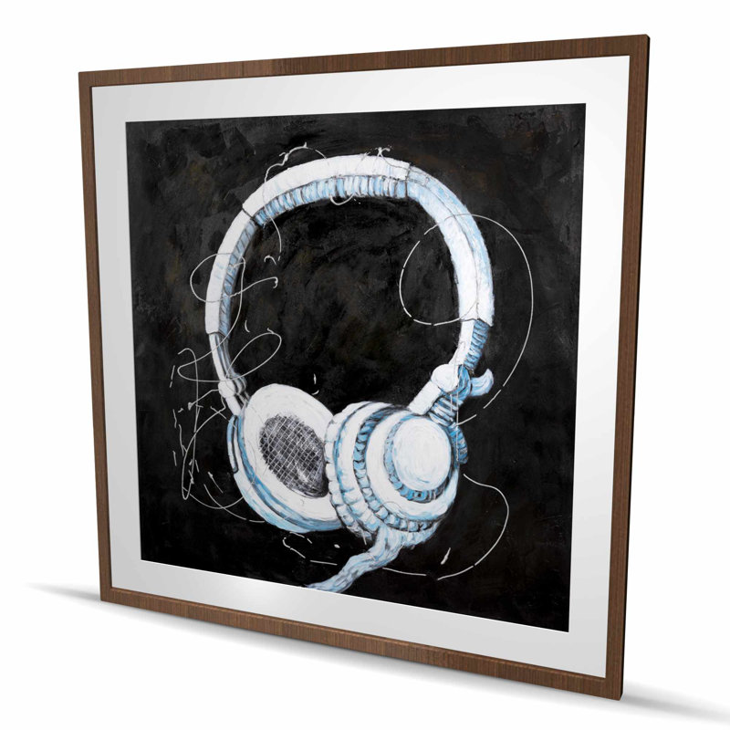 Headphones - Framed Matted Print for Bedroom Hobbies Decor
