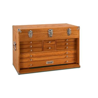 Vintage STAR Oak Machinist Tool Chest Box 8 Drawer Metal Wood