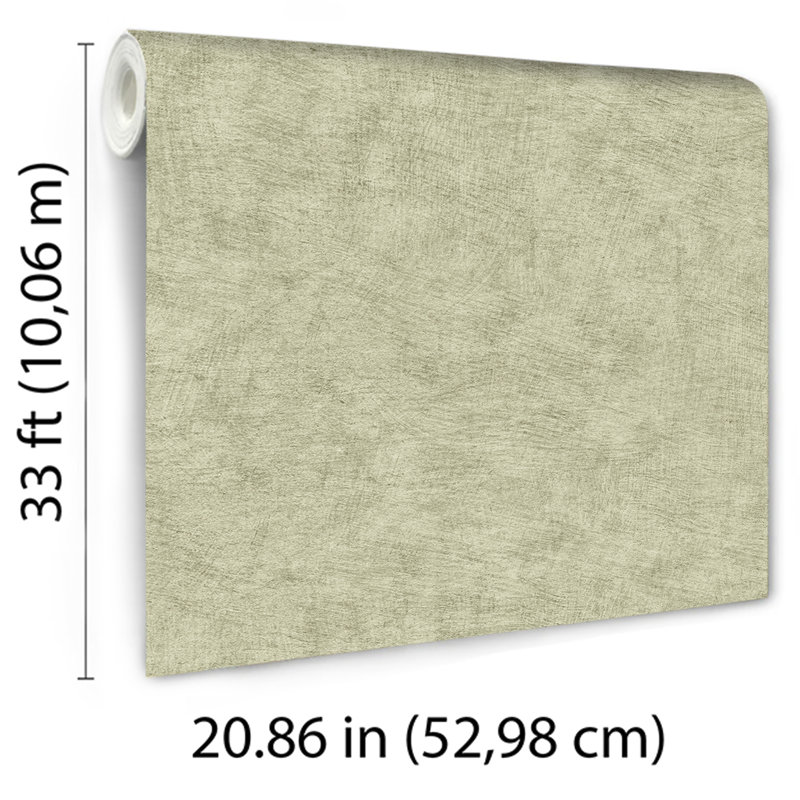 Pampas Plain Brushed Texture Misty Green Wallpaper, Sage