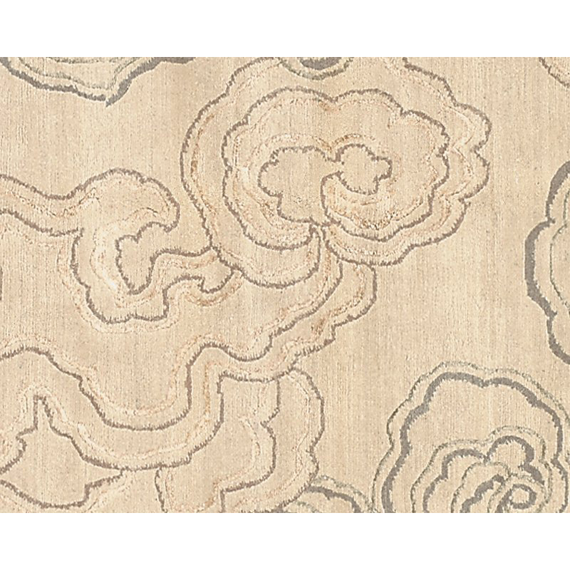 Cloud Floral Area Rug in Beige/Silver/White, Rectangle 6' x 9'