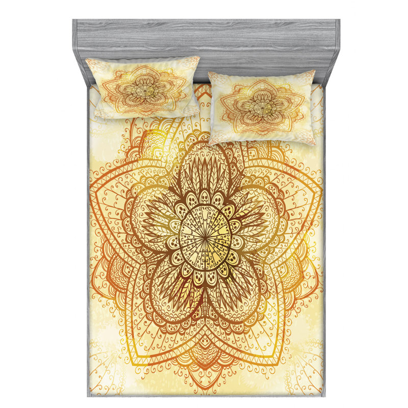 Microfiber Floral Sheet Set, Queen Sheet Set with Fitted Sheet