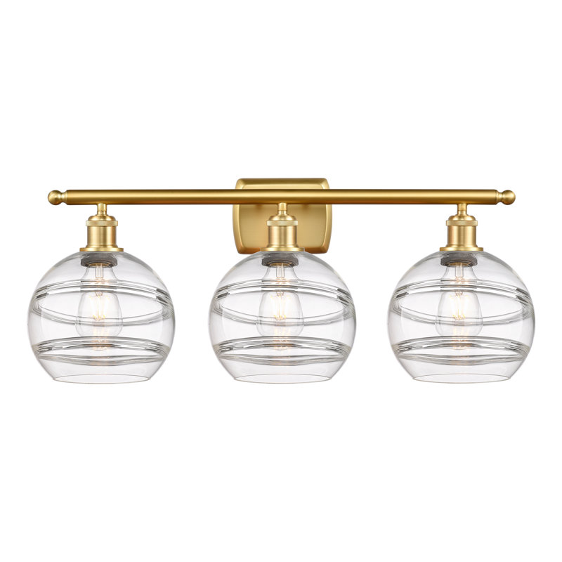 Éclairage pour meuble-lavabo 3 lumières Natick, Transparent, Or satiné