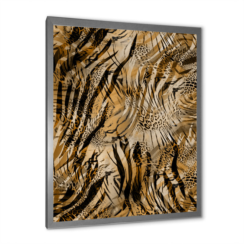 Léopard et tigre IV - Impression sur toile, Toile avec cadre photo argenté, H 32 po x l 16 po x P 1 po
