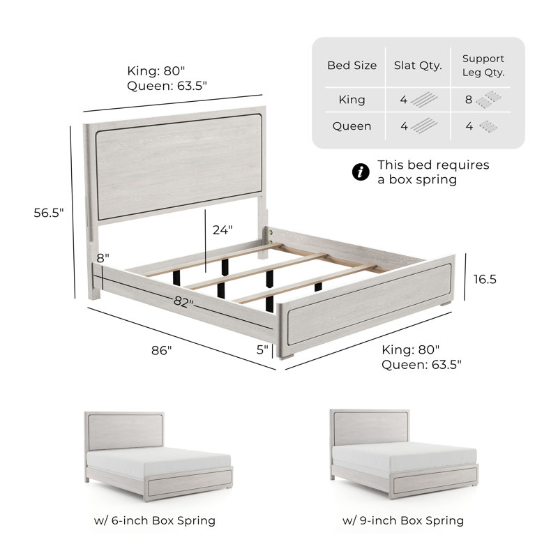 Archer Panel Bed, King, Oak