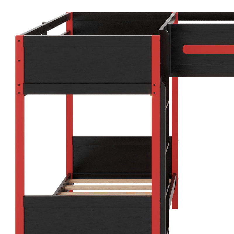 Lit superposé en L avec lit mezzanine pour jouer