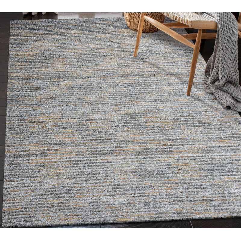 Tapis ivoire tissé à la main Tsamis, Gris / naturel, Rectangulaire 9 pi x 13 pi