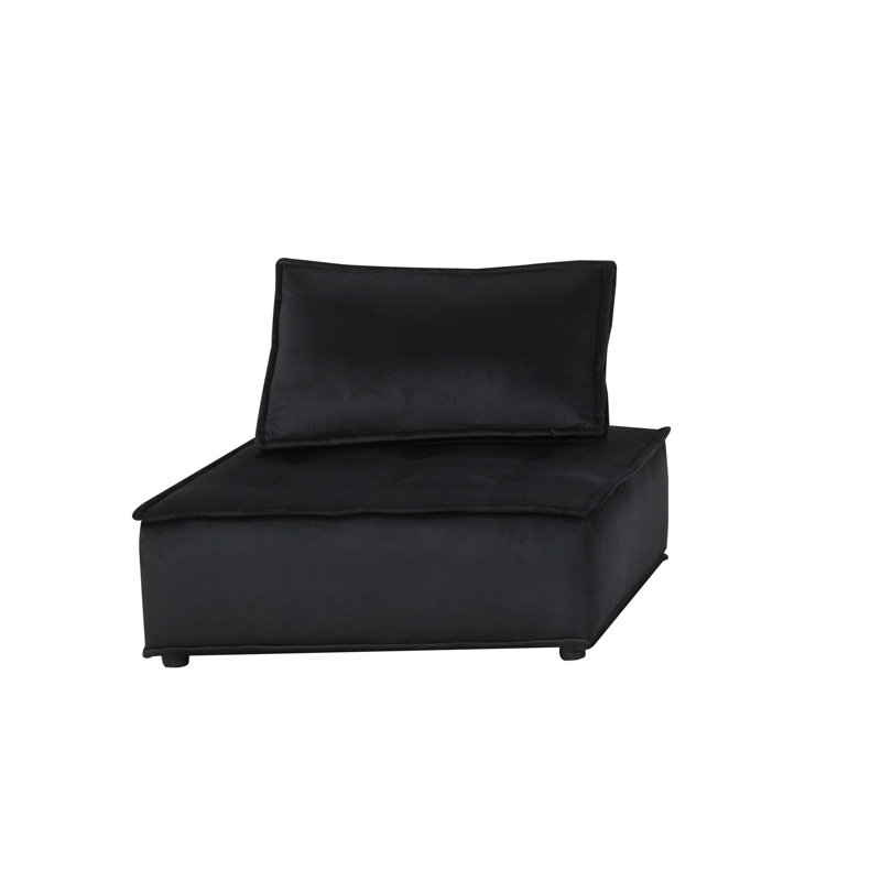 Canapé modulaire en velours noir de 160 po de largeur avec siège à ressorts ensachés de 14,5 po de hauteur et siège modulaire en forme de U de 160 po