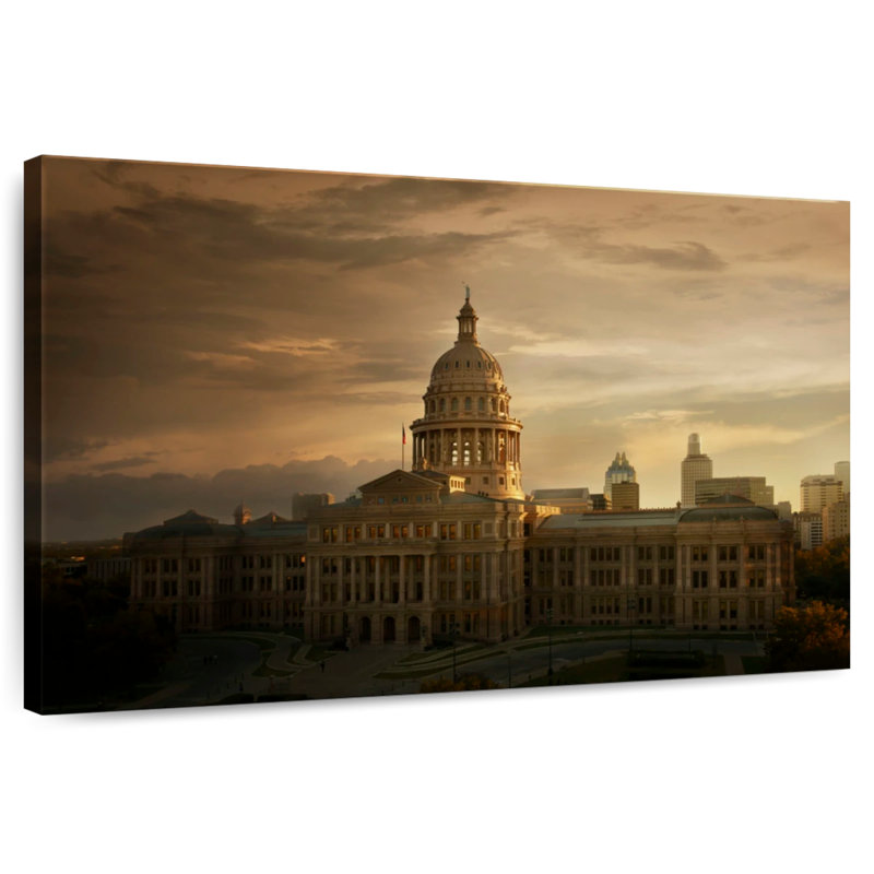 Coucher de soleil au Texas State Capitol, H 8 po x l 12 po