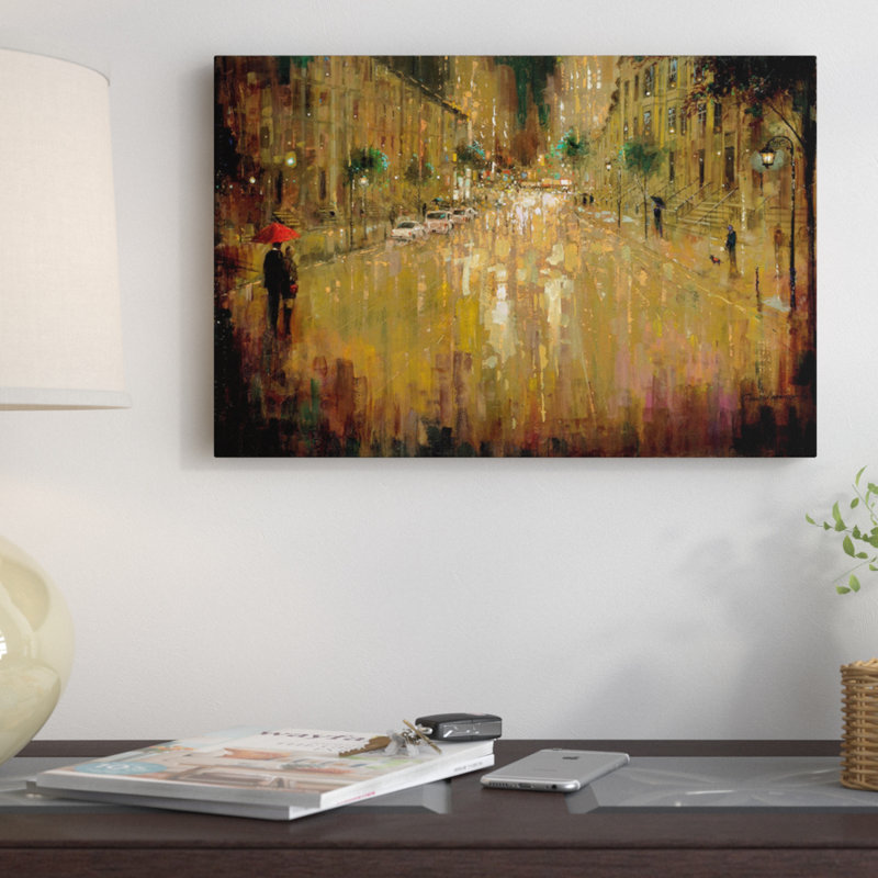 « brownstone amour », reproduction d’art sur toile, H 18 po x l 26 po x P 1,5 po, Toile avec cadre noir, Pas de tapis
