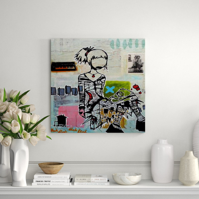 Walking Under Bridges Print by Aaron Kraten, 30" H x 30" W x 1.5" D, Knife Gel