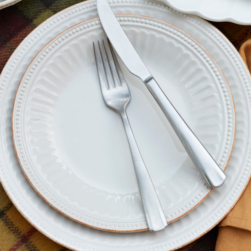 Ensemble de 12 assiettes et bols Lenox French Perle Groove, taille 23,05 lb, blanc, Blanc