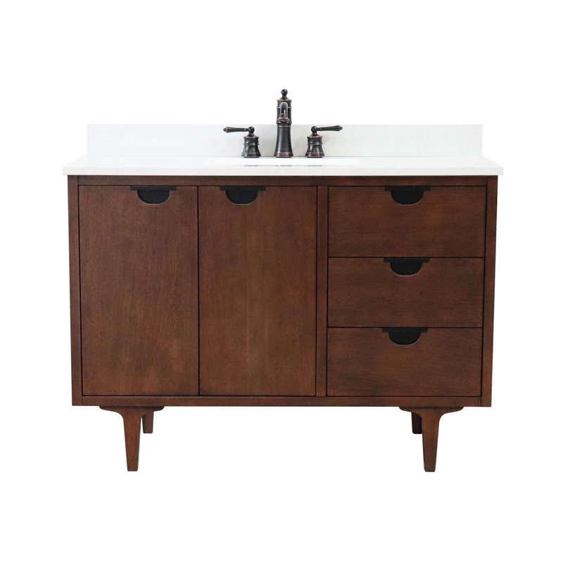 Meuble-lavabo simple 49 po avec comptoir en quartz, Cerise foncée