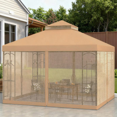 Gazebo, moustiquaire pour l'extérieur avec tablettes d'angle