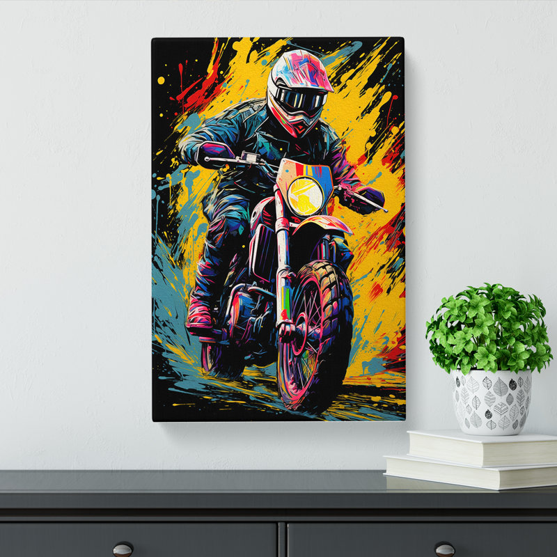 Motorbike Colour Field - Wrapped Canvas, 50cm H x 35cm W x 3cm D